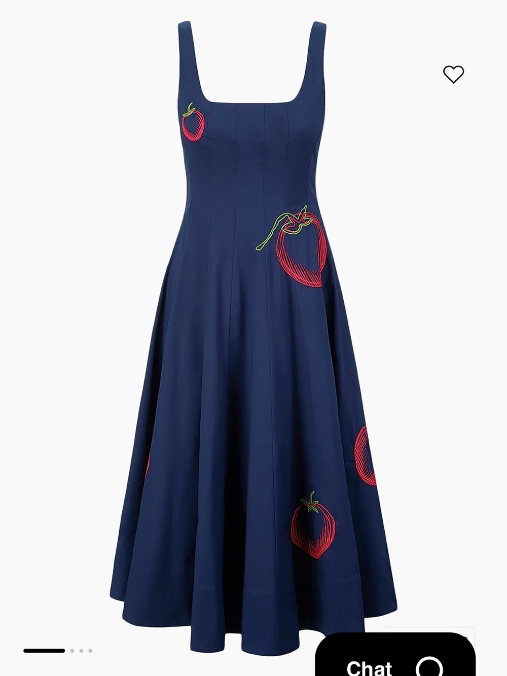 STAUD Navy Midi Dress with Red Embroidery